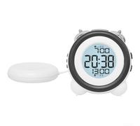 PureBowlic Digital Alarm Clock Dual Alarms Vibration Strong Buzzer Soft Backlight Date W isplay Compact Design Modern Black for Heavy Sleepers Bedside Table Home Office(White)