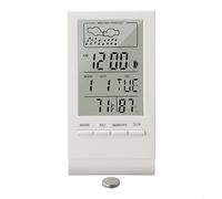 PureBowlic Digital LCD Thermometer Hygrometer Indoor Temperature Humidity Monitor Time Date Weather Forecast Alarm Max Min Record Large Display White Black ABS For Home Office Bedroom(White)