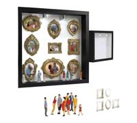 PureBowlic DIY Shadow Box Kit For 8 Gold Frames And Figurines,7 Inch Black Display Case For Or Tabletop,Elegant Home Decor For Graduation Anniversary Memories