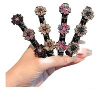 PureBowlic Double Layer Rhinestone Hair Clips For Women, Handmade Plastic Resin Bangs Side Parting Pins, Lightweight Cute Butterfly Pearl Clover Barrettes For Daily Summer Styling, 4 Pack(D)