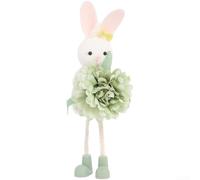 PureBowlic Easter Floral Bunny Angel Pendant With Adjustable Wire Ears Pastel 3D Spring Flower Hanging Ornament for Home Party Door Wall Decor Purple Pink Green Yellow 6x6x20cm(Green)