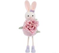 PureBowlic Easter Floral Bunny Angel Pendant With Adjustable Wire Ears Pastel 3D Spring Flower Hanging Ornament for Home Party Door Wall Decor Purple Pink Green Yellow 6x6x20cm(Purple)