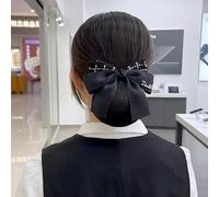 PureBowlic Elegant Black Bow Hairnet For Women, Professional Mesh Bun Cover With Geometric Module, Anti-Static Elastic Net For Nursing, Aviation, Financial Services, Secure Fit 52-60cm Head(03)
