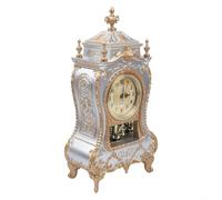 PureBowlic European Antique Table Clock Featuring Silent Sweep Mechanism for Quiet Spaces Like Bedrooms and Studies (White)