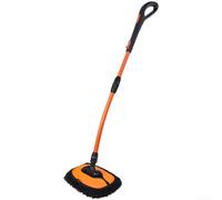 PureBowlic Extendable Aluminum Car Wash Mop With 15° Bendable Handle, Super Absorbent Chenille Brush,For Streak-Free Cleaning, Telescopic 95-115cm Vehicle Washing Tool(Black Orange)