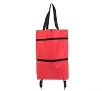 PureBowlic Foldable Shopping Trolley With Bag, Lightweight Rolling Cart For Groceries, Laundry And Beach, Portable Storage With Smooth Wheels For Home And Market, Green(Red)