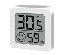 PureBowlic for Mini Indoor Temperature And Humidity Meter LCD Display 4.5cm Thermometer Hygrometer Cheerful Happy-Face Design Compact Plastic Device for Home Office Greenhouse Monitoring White