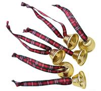 PureBowlic for Red Plaid Bell Ornament Scottish Pattern Iron Holiday Hanging