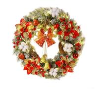 PureBowlic Garland Artificial Christmas Wreath Led Lights Festive | Artificial Christmas Wreath Led Lights Festive Party Men Garland Centerpiece Faux Lifelike Size 40CM Color Gold Red