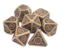 PureBowlic Gear Metal Polyhedral Dice Set 7 Piece Multi-Sided RPG Dice For Intricate Design For Tabletop Games DND Board Games Construction Fair Rolling(Style 4)