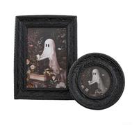 PureBowlic Halloween Resin Photo Frame Set, Black Specter Reading Book With 3D Ivy Pattern, Gothic Home Decor,For Living Room Bedroom Study, Classic European Style