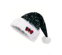 PureBowlic Hat Santa Christmas Party Holiday Xmas Decor Accessory | Plush Festive Soft Warm Oversized Kids Sequin Faux Bow Headwear Costume Adults For Ideal Gatherings Santa Red Green