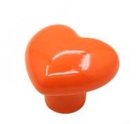 PureBowlic Heart Shaped Pottery Cabinet Handle, No Drill Y Disc Drawer Pull Knob, Cute Ceramic Door Lever For Kitchen Bedroom Furniture, Easily Install Decorative Hardware, Red(Orange)