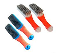 PureBowlic Heavy Duty 4 Pack Stainless Steel Wire Brushes For Rust And Paint Rel, Dense Bristles With Non-Slip Silic Handle For Grill, Metal, Auto Parts Cleaning