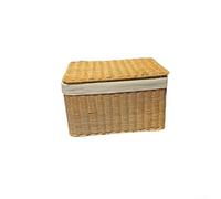 PureBowlic Imitation Rattan Lidded Storage Basket Handcrafted PP Organizer Decorative Bin Woven Design Sizes For Home Books Toys Clothing(M)