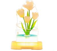 PureBowlic Lamp Night Light Flower Holiday Bedroom Desktop Shape | LED Decorative Warm Powered Sturdy Acrylic Beads Glow USB for battery Design Accent 3D 9 Pink for champagne Purple 20cm