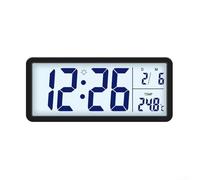 PureBowlic Large Screen Digital Wall Clock With Temperature And Humidity Display, Nordic Minimalist Silent Electronic Clock For Living Room Office, Dual Color Backlight Date Show(Black)