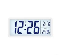 PureBowlic Large Screen Digital Wall Clock With Temperature And Humidity Display, Nordic Minimalist Silent Electronic Clock For Living Room Office, Dual Color Backlight Date Show(White)