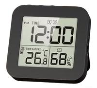 PureBowlic LCD Electronic Desk Clock For Temperature Humidity Display, Digital Timer For 2 Alarms And Countdown Function, Backlight Hygrometer For Office Shelf, Black(black)