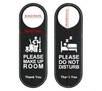 PureBowlic Leather Do Not Disturb Door Hanger Sign with Cleaning and Make Up Room Labels, Hanging Plaque for Hotel, Bar, Cafe or Club Door Decoration, Black Color, 24 x 8 cm Size