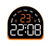 PureBowlic LED Ambient Light Alarm Clock for Temperature Display, Multi-Functional Digital Table Clock for Brightness, Sleep Mode, Dual Time Formats for Home Office Desk, Blue(D)