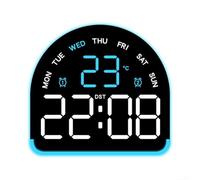 PureBowlic LED Ambient Light Alarm Clock for Temperature Display, Multi-Functional Digital Table Clock for Brightness, Sleep Mode, Dual Time Formats for Home Office Desk, Blue(A)