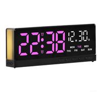 PureBowlic LED Digital Alarm Clock Night Light Temperature Calendar | Dual Alarms 4 Level Brightness For Slim 10Mm For Bedroom Office Bedside Desk Black White Digital Clock Ambient Night