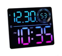 PureBowlic LED Digital Clock,For RGB Color-Changing Display, Wall Or Desk Mount Electronic With Countdown Timer, Auto Brightness, For PERPETUAL Calendar,For Living Room Bedroom Office, Black(white)