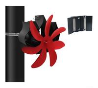 PureBowlic Magnetic Mount Heat Powered Stove Fan for Wood Burning Fireplace, Anodized Aluminum Wall Mounted Heater for 203 CFM Airflow, Quiet ≤35dB Operation, Black(Bright Red)