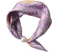 PureBowlic Magnetic Pearl Neck Scarf Floral Print Silk Like Polyester | Secure magnetic clasp, easy wear, floral letter design, smooth polyester, elegant neck accessory