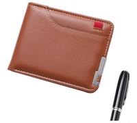 PureBowlic Men's Bifold Wallet With For Rfid Blocking, Slim PU Leather Card Holder With Secure Lock And Coin Pocket, Minimalist Design For Everyday Carry, Black(Light Brown)