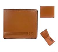 PureBowlic Men's Short Wallet PU Leather With Oil Wax Finish, Multi-Card Slots Anti-Cut Design, Compact Business Coin Purse For Pocket, 11X9cm(Light Brown)