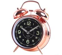 PureBowlic Metal Bell Alarm Clock For Loud Ringing, Silent Sweep Movement, Glow-in-the-Dark For Dial And Night Light, For Wake Up Clock For Students Bedroom, Gold(Rose Gold)