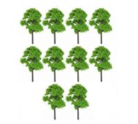 PureBowlic Model Railway Scenery Trees 10pcs 12cm DIY | plastic material, pre-colored green, easy to place, fits scales 1:75-1:100, detailed leaves