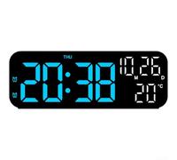 PureBowlic Modern LED Digital Alarm Clock With Dual Alarms, Temperature, Date & Moon Phase Display, 3-Level Brightness, Voice Control For Bedroom Desk Office, White Blue Light(Black Blue Light)