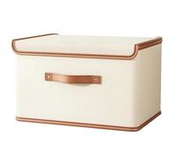 PureBowlic Oxford Fabric Storage Box With Flip Top Lid Large Capacity Foldable Clothes Organizer Sturdy PP Board Dusts-Proof Closet Container For Wardrobe Quilts Household Items Beige(B)