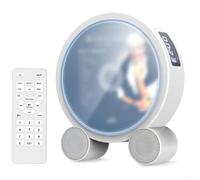 PureBowlic Portable CD Player Speaker Wood Finish Modern White ABS Compact Audio System Wireless Music Streaming 26x22x11cm With Remote For Home Travel(White)