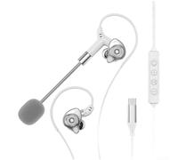 PureBowlic Professional Karaoke Headset With Wireless Monitoring, for dsp Sound Card, 360° for acs Surround, Detachable Noise-Filtering Mic For Live Streaming, Gaming, Chat - White(White)