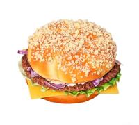 PureBowlic Realistic Fake Burger Model For Shop Display, PU Artificial Bread Food Prop For Bakery Market Stall Decor And Kids Role Play Toy, 17X6.5x7.5cm(Cheese Beef)