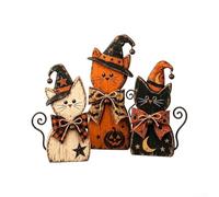 PureBowlic Retro Halloween Witch Cat Decor Set, Gothic Moon Figurines