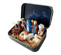 PureBowlic Scene Nativity Christmas Holiday Indoor Table Decor | For Mini Classic Festive Plastic Tin Box Religious Figurines Jesus Birth Display Centerpiece Ornaments 9.5x6x2cm