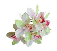 PureBowlic Silk Artificial Orchid Bouquet With Flexible Stems, Lifelike Cymbidium Floral Décor For Home Wedding Photography Props, Elegant Fake Flowers Arrangement 38X8cm(C)