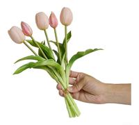 PureBowlic Soft Rubber Artificial Tulip Flowers With Flexible Stems For Home Decor Wedding Photography Centerpieces Realistic Touch Fake Floral Arrangement Single Stem Elegant(Pink)