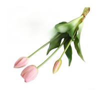 PureBowlic Soft Rubber Artificial Tulips With Bendable Stems, Realistic Fake Flower Bouquet For Home Decoration, Wedding Centerpieces And Party Arrangements, White(Pink)