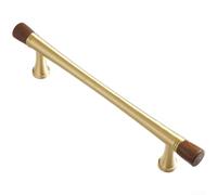 PureBowlic Solid Brass Cabinet Handles Vintage Walnut T Shape Pulls Retro Furniture Hardware For Kitchen Cupboard Wardrobe Door Drawer Gold Finish 1 Pack(D)
