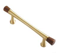 PureBowlic Solid Brass Cabinet Handles Vintage Walnut T Shape Pulls Retro Furniture Hardware For Kitchen Cupboard Wardrobe Door Drawer Gold Finish 1 Pack(C)