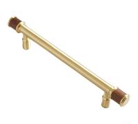 PureBowlic Solid Brass Cabinet Handles Vintage Walnut T Shape Pulls Retro Furniture Hardware For Kitchen Cupboard Wardrobe Door Drawer Gold Finish 1 Pack(L)