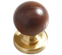 PureBowlic Solid Brass Cabinet Handles Vintage Walnut T Shape Pulls Retro Furniture Hardware For Kitchen Cupboard Wardrobe Door Drawer Gold Finish 1 Pack(E)