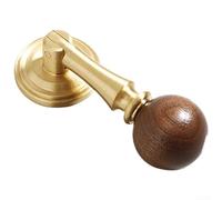 PureBowlic Solid Brass Cabinet Handles Vintage Walnut T Shape Pulls Retro Furniture Hardware For Kitchen Cupboard Wardrobe Door Drawer Gold Finish 1 Pack(G)