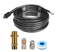 PureBowlic Stainless Steel Drain Cleaning Hose Kit with M22 Adapter for K2 K3 Pressure Washers, High-Pressure Sewer Pipe Unclogging Tool with Rotating Nozzles, 15m Black Flexible Tube Set(15m)